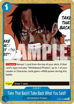 Take That Back!! Take Back What You Said!! ST22-016 C Starter Deck 22: Ace & Newgate